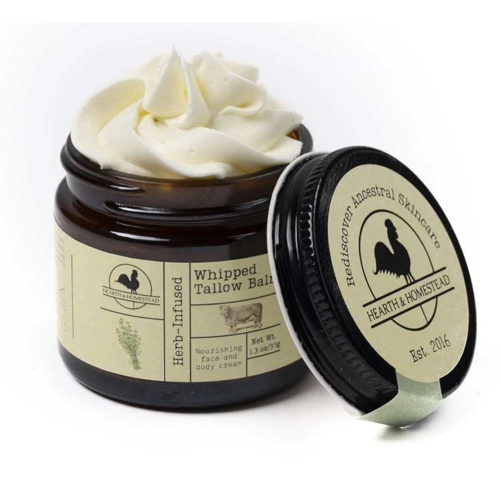 Handmade Whipped Tallow Balm, (Unscented/Herb-Infused) Organic Body Butter 1.3oz - Picture 3 of 7